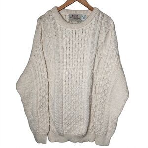 Aran Sweater Market Ireland Wool Sweater Chunky Cable Knit Fisherman Mens XL